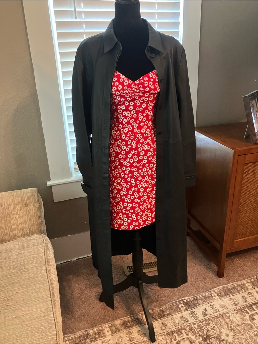 COS leather trench duster jacket long full length quiet luxury y2k  whimsigoth